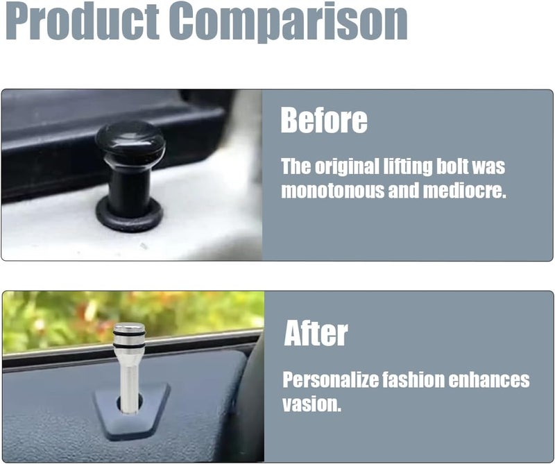 ZIMISI 4PCS Car Door Lock Knobs, 1.93" x 0.47" Safety Door Lock Cover, Aluminum Alloy Car Inner Door Pull Pins Replacement, Door Lift Bolt Decorative Accessory for Cars, SUVs, Trucks (Silver) - Image 3